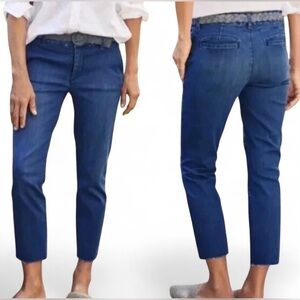 Frank & Eileen Wicklow Blue Crop Jeans Raw Hem Straight Women’s 6 Designer Denim